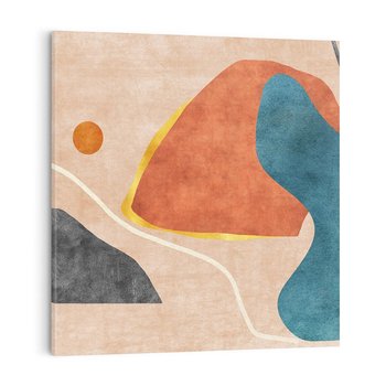 Obraz na płótnie 60x60 - Miedziana Ekspresja - abstrakcyjne kształty, plamy