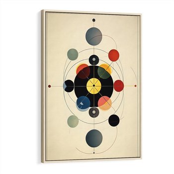 Obraz w ramie 80x120 - Bezgraniczny Taniec Światła - abstrakcyjna geometryczna kompozycja, koła linie - rama drewno