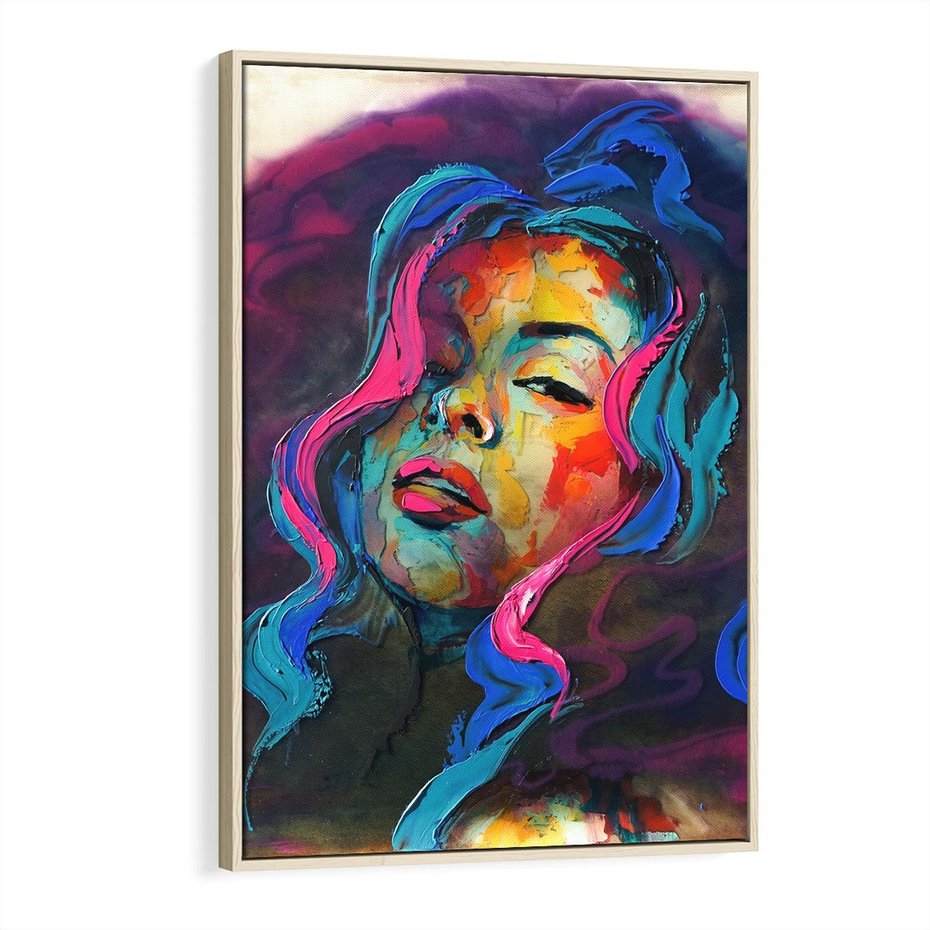 Obraz w ramie 80x120 - Bujna Ekspresja - grafika komputerowa, przypomina obraz olejny - rama drewno