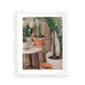 Plakat w ramie 40x50 - Boho Oaza: Kaktusy w Doniczkach - rośliny kaktusy w doniczkach, boho wnętrze - rama biała