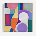 Obraz w ramie 80x80 - Migotliwe Impulsy Dźwięku - różne geometryczne formy, koła - rama drewno