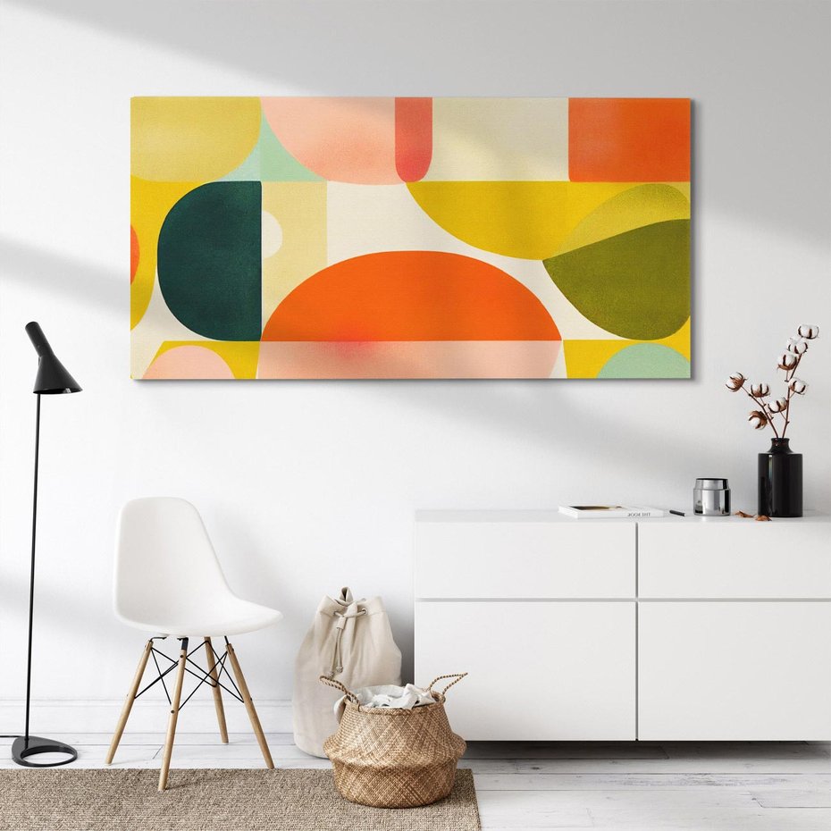 Obraz na płótnie 120x60 - Eklektyczne Oblicza - geometryczne kolorowe kształty, eksplozja kolorów