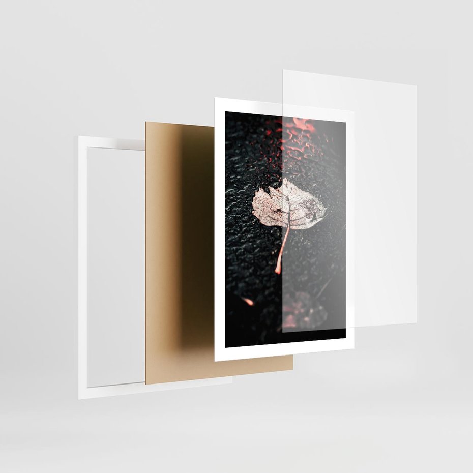 Plakat w ramie 50x70 - Jesień w Detalu: Liść na Mokrej Drodze - liść, jesień - rama biała