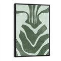 Obraz w ramie 70x100 - Zieleń Odpoczynku - zielony plakat, nieregularne splątane linie - rama czarna