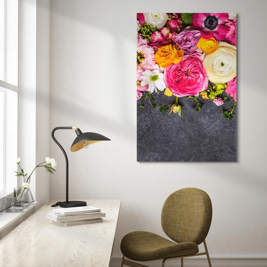 Obraz na płótnie 80x120 - Kompozycje kwiatowe: harmonia natury - kwiaty, kompozycja