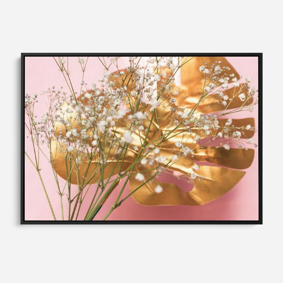 Obraz w ramie 100x70 - Blask Natury - złote, liście - rama czarna