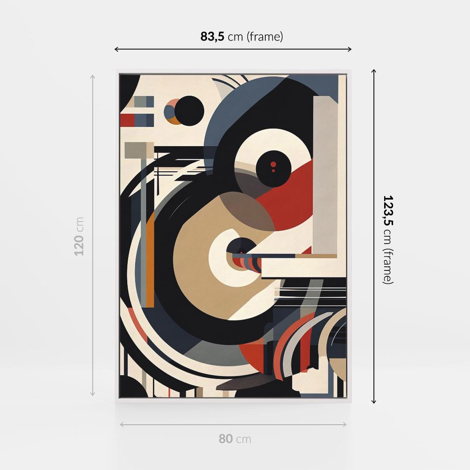 Obraz w ramie 80x120 - Wibracje Marzeń - abstrakcyjny obraz, geometryczne koła - rama biała