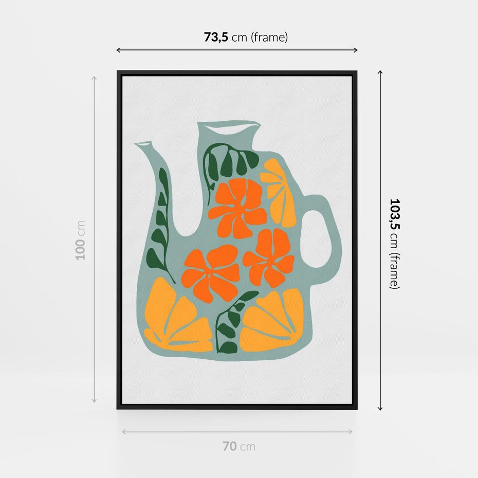 Obraz w ramie 70x100 - Kolorystyczna Ekspresja - czajnik, abstrakcja - rama czarna