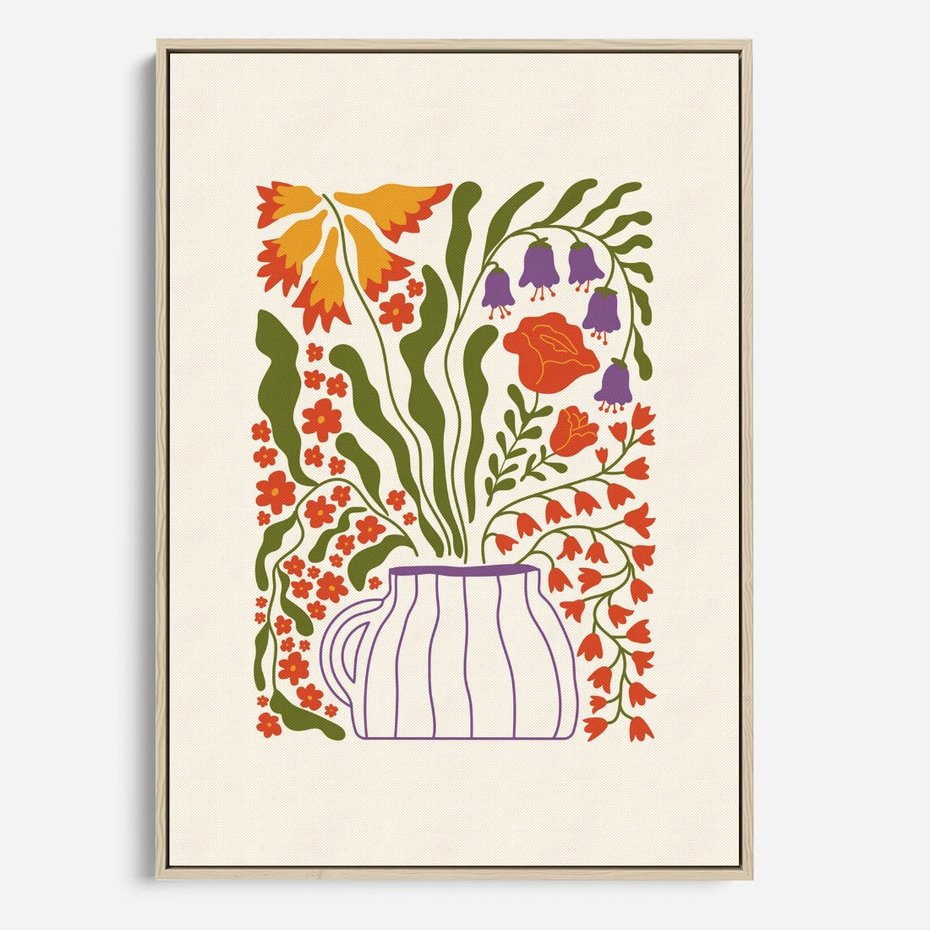 Obraz w ramie 50x70 - Świeżość Kwiatów - kwiaty w wazonie, minimalistyczna kompozycja - rama drewno