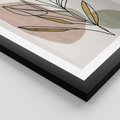 Plakat w ramie 40x50 - Impulsy Subtelnej Harmonii - abstrakcyjny obraz boho, liście - rama czarna