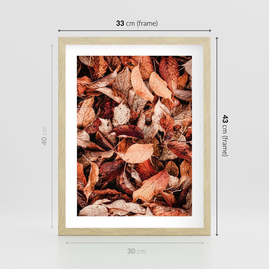 Plakat w ramie 30x40 - Magia Jesiennej Ziemi - liście, jesień - rama drewno