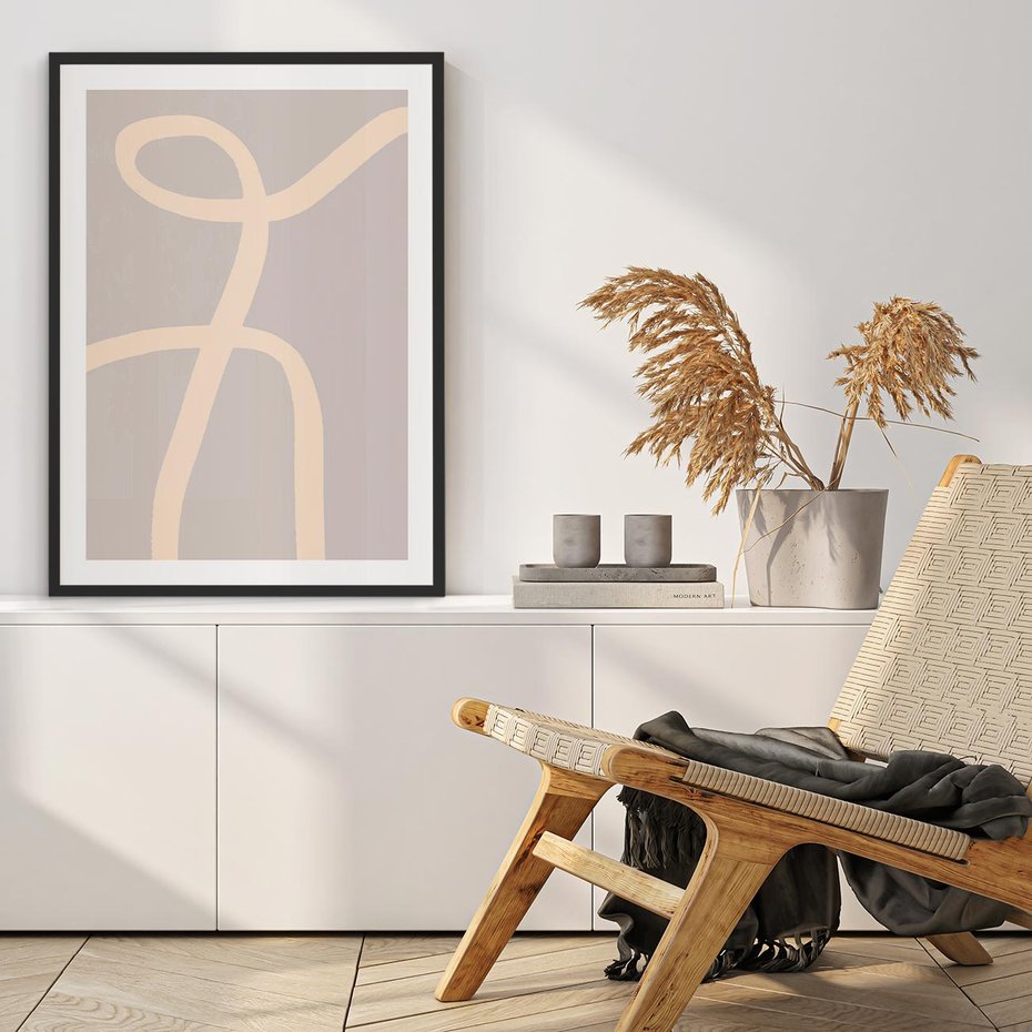 Plakat bez ramy 21x30 - Beżowe Boho Zaplątanie - minimalistyczny obraz, nowoczesny