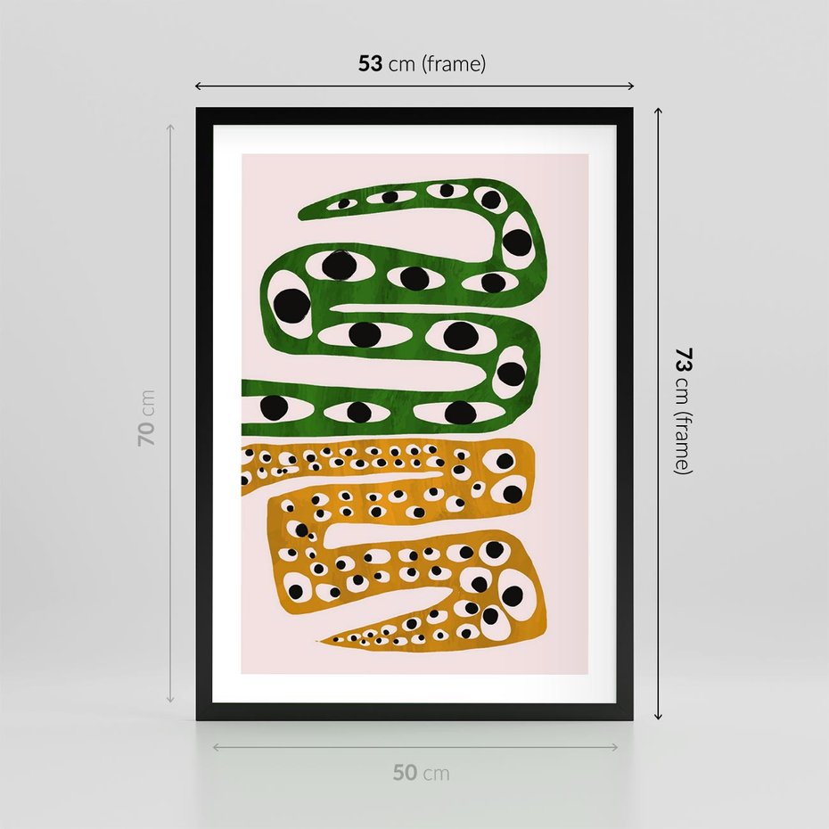 Plakat w ramie 50x70 - Mroczne Wypaczenia - abstrakcyjny obraz, dziwne kształty - rama czarna