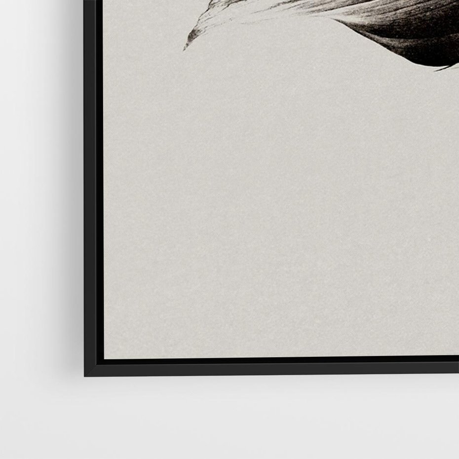 Obraz w ramie 70x50 - Szepczący Liść - szkic, czarno biały - rama czarna