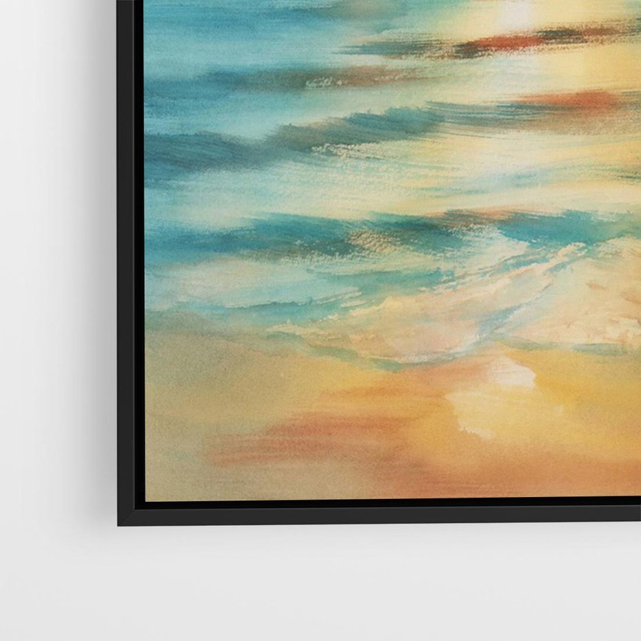 Obraz w ramie 70x50 - Objawienie Fioletowego Świtu - fioletowy wschód słońca, słońce wschodzi nad morzem - rama czarna