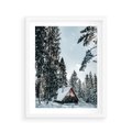 Plakat w ramie 40x50 - Górska Uroda Zimą: Dom w Śniegu - domek w górach, zima - rama biała