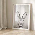 Plakat w ramie 30x40 - Szkicowany królik w grafice - szkic, królik - rama drewno