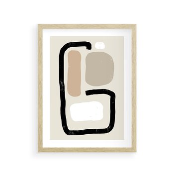 Plakat w ramie 50x70 - Kształtne Formy - geometryczne nieregularne kształty, nowoczesna kompozycja - rama drewno