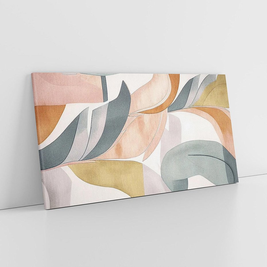 Obraz na płótnie 120x60 - Beżowe Akwarele - pastelowe akwarele, kształty