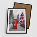 Plakat w ramie 50x70 - Londyńska Budka przy Big Benie - Londyn, budka - rama czarna