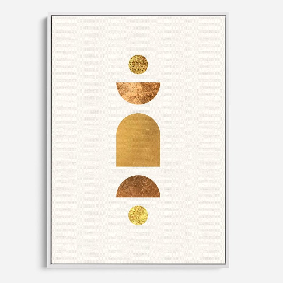 Obraz w ramie 80x120 - Abstrakcyjne Wzory - geometryczne złote kształty, tekstura - rama biała