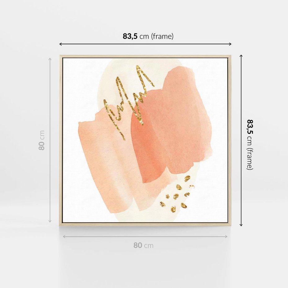 Obraz w ramie 80x80 - Rozbijające Plamy - abstrakcyjne akwarelowe plamy, minimalizm - rama drewno