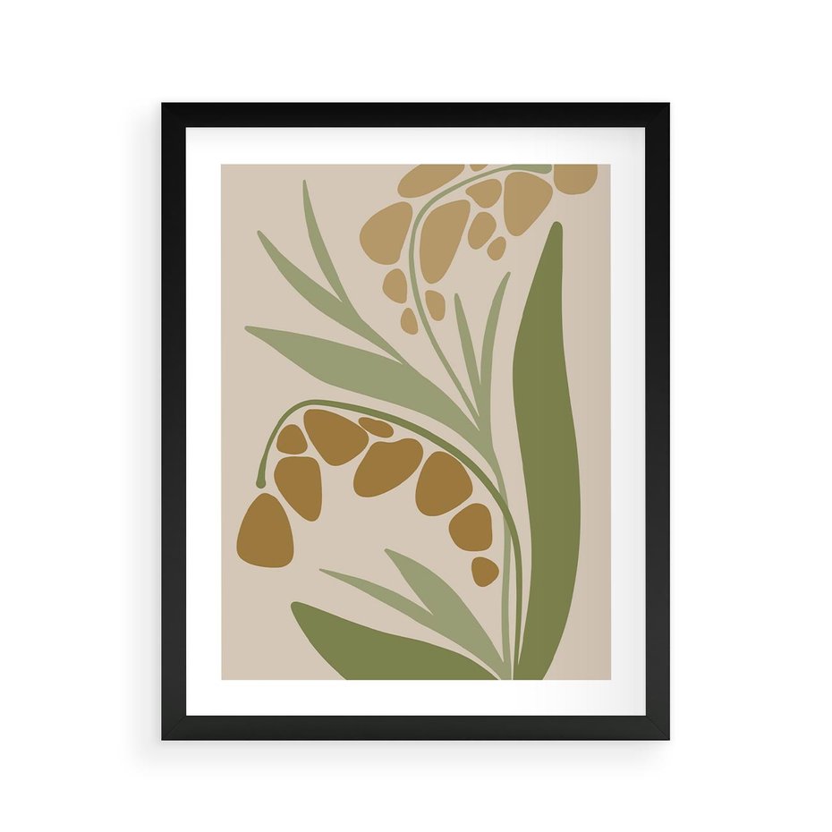 Plakat w ramie 40x50 - Minimalizm z Roślinami - nowoczesny plakat, roślinność - rama czarna