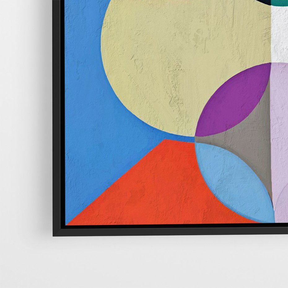 Obraz w ramie 50x70 - Tajemnicze Odbicia Czasu - abstrakcyjne geometryczne kształty, olejny obraz - rama czarna