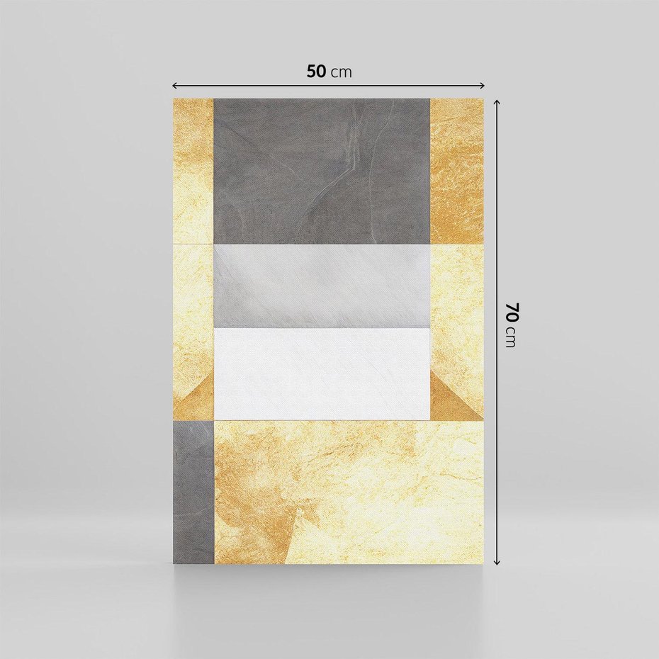 Obraz na płótnie 50x70 - Marmur w Geometrycznych Kształtach - geometryczne linie, złoto i szarość