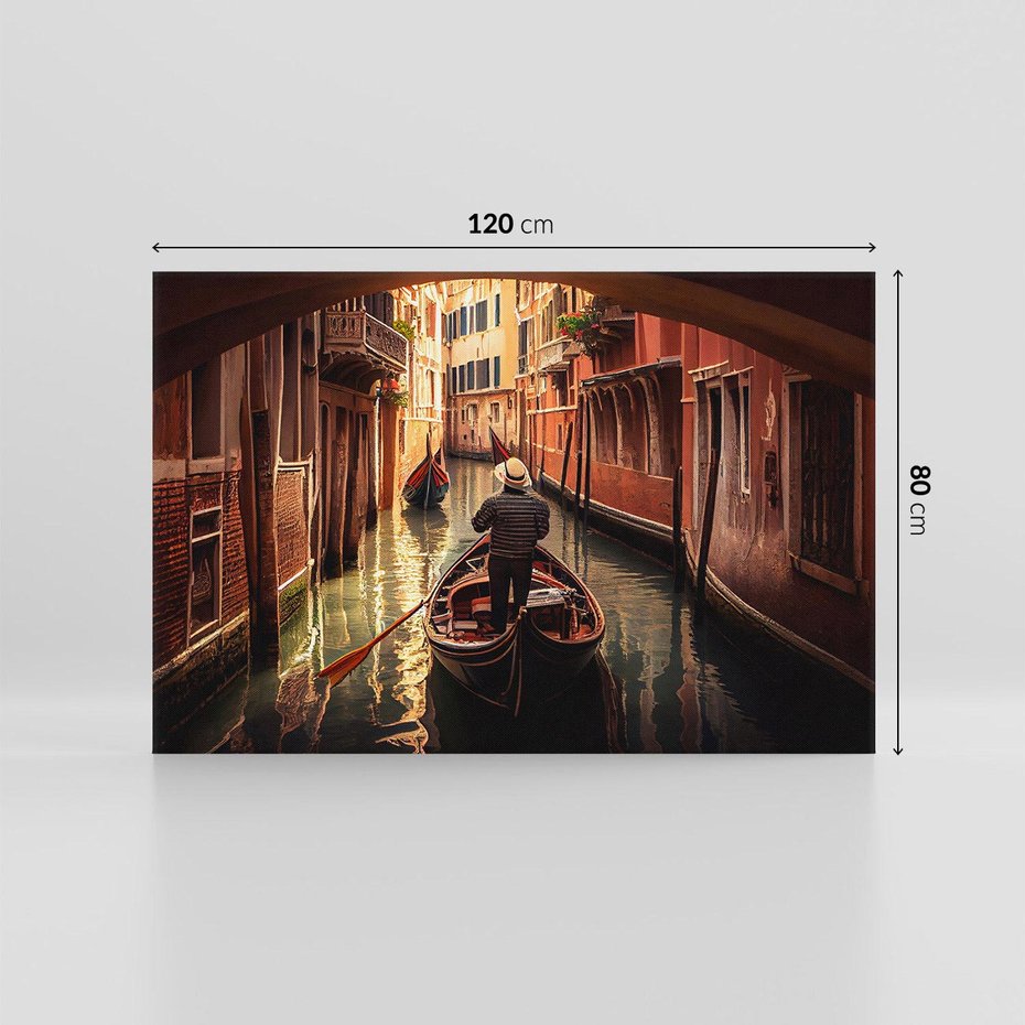 Obraz na płótnie 120x80 - Spokojna Wenecja - gondolier w gondoli, kanały Wenecji