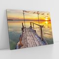 Obraz na płótnie 120x80 - Spokojny pomost nad jeziorem - pomost, jezioro