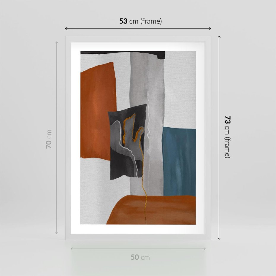 Plakat w ramie 50x70 - Nowoczesna geometria - nowoczesny, geometryczny - rama biała
