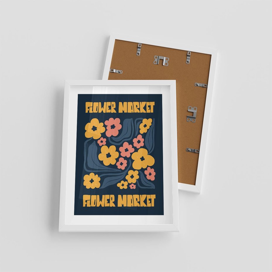 Plakat w ramie 30x40 - Impulsy Rozkwitu - plakat, granatowe tło - rama biała