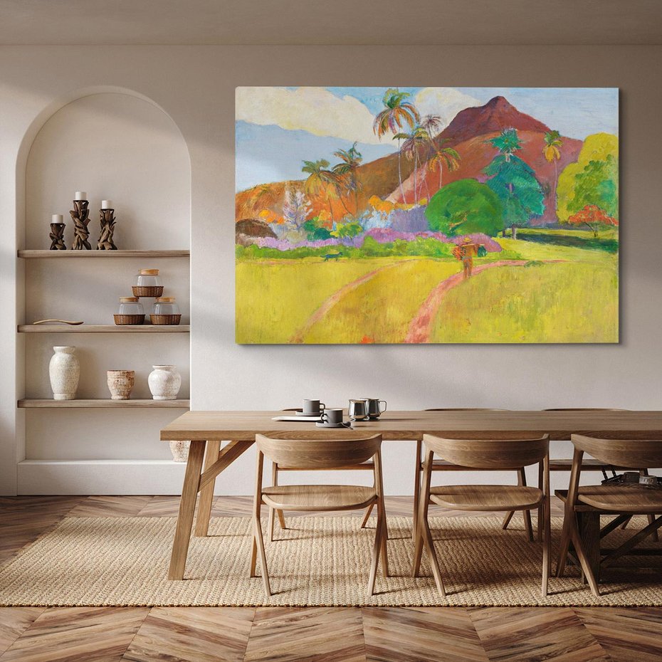 Obraz na płótnie 100x70 - Krajobraz Tahiti 1891, Paul Gauguin - Reprodukcja - reprodukcja, obraz na płótnie