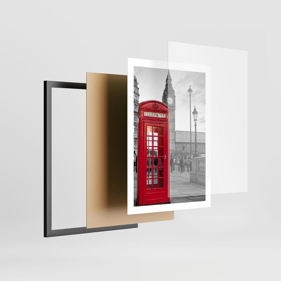 Plakat w ramie 50x70 - Budka w Londynie - Londyn, budka - rama czarna