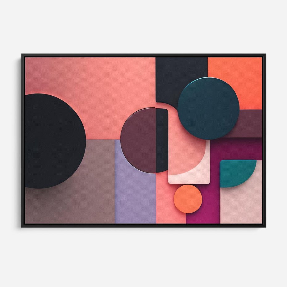 Obraz w ramie 100x70 - Przenikanie przestrzeni czasu - abstrakcja, geometria - rama czarna