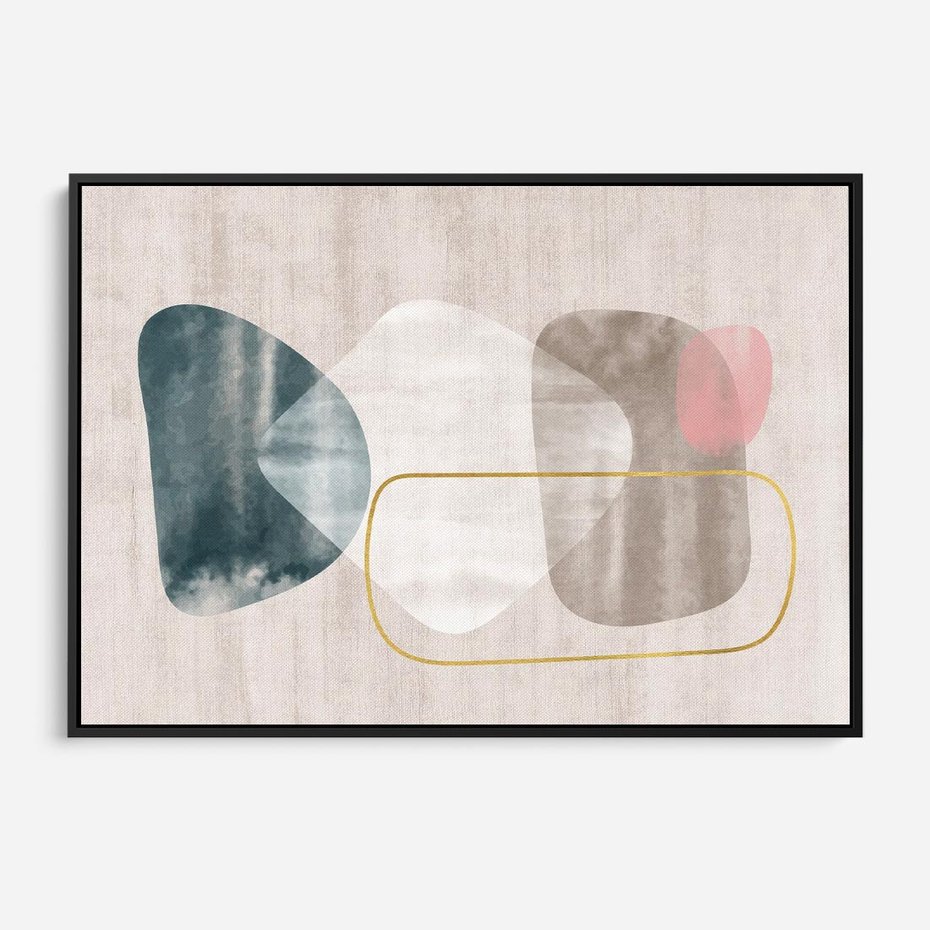 Obraz w ramie 70x50 - Minimalistyczne Plamy Farby - pastelowe geometryczne plamy, akwarela - rama czarna