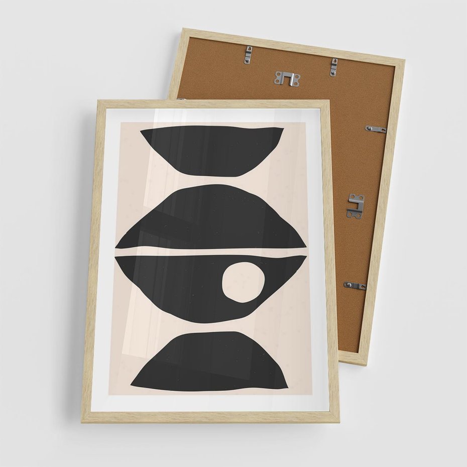 Plakat w ramie 50x70 - Nowoczesna Sztuka na Beżowym Tle - nowoczesna sztuka, abstrakcja - rama drewno