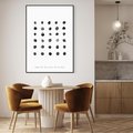 Obraz w ramie 70x100 - Boho Sztuka Wolości - minimalistyczny plakat, czarne kropki na białymtle - rama czarna