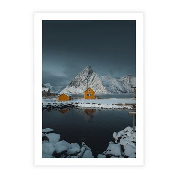 Plakat bez ramy 40x50 - Minimalizm i Urok Natury - skandynawskie, domki