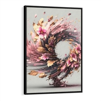 Obraz w ramie 50x70 - Kwiatowy Wir - nowoczesna grafika komputerowa, wir z kwiatów - rama czarna