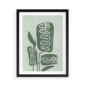 Plakat w ramie 50x70 - Nurtująca Zieleń - abstrakcyjny zielony motyw, skandynawski design - rama czarna