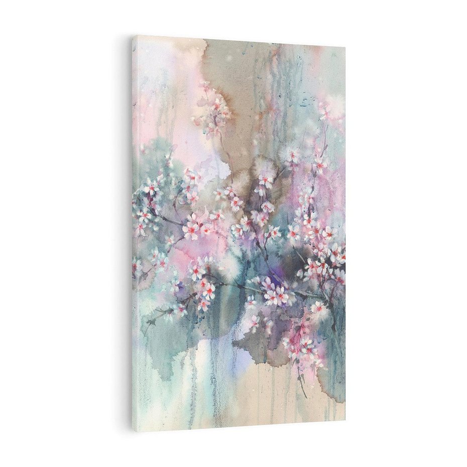 Obraz na płótnie 50x70 - Efemeryczne Kwitnienie Drzew - akwarela, rozmyte pastelowe tłó