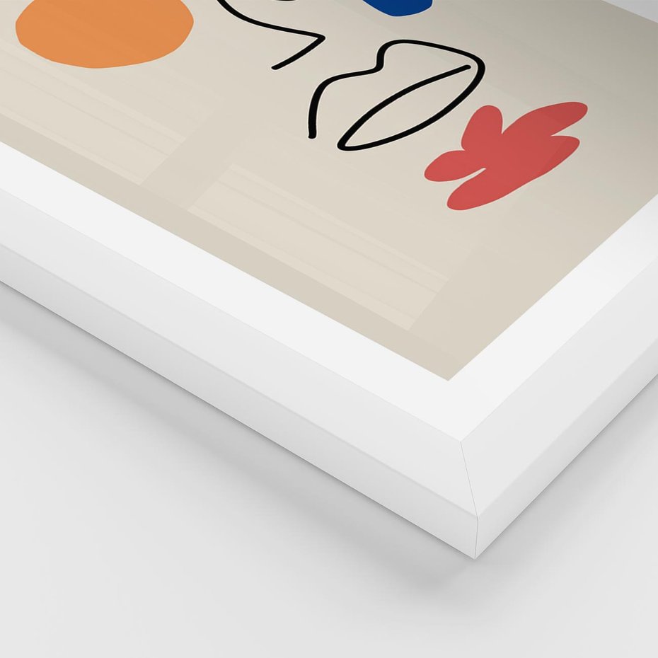 Plakat w ramie 40x50 - Impresje Plam - abstrakcyjny obraz, przypomina twarz - rama biała