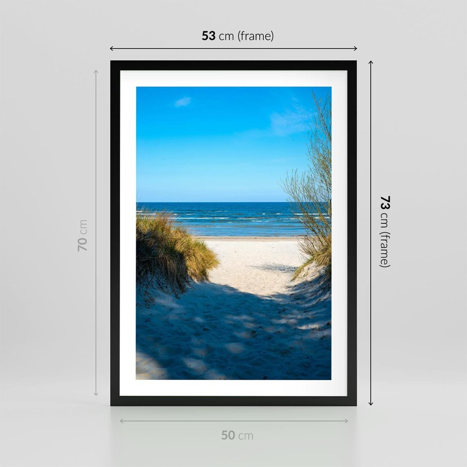 Plakat w ramie 50x70 - Spokój nad brzegiem morza - plaża, morze - rama czarna