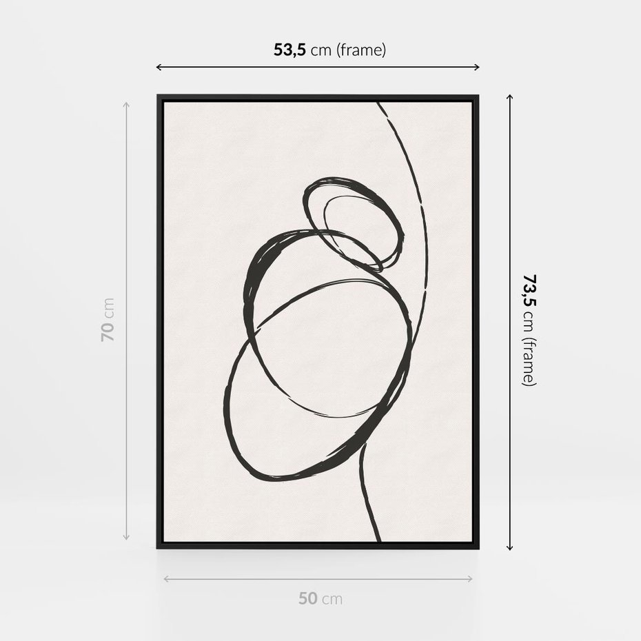 Obraz w ramie 50x70 - Modernistyczne Refleksje - abstrakcyjne szkicowane linie, minimalizm - rama czarna