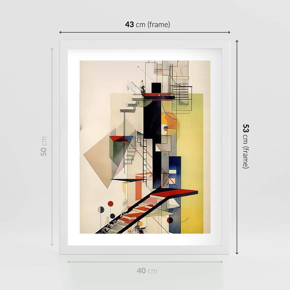 Plakat w ramie 40x50 - Kolorowe Wnętrza Inspiracji - abstrakcyjny obraz, jak kandinsky - rama biała