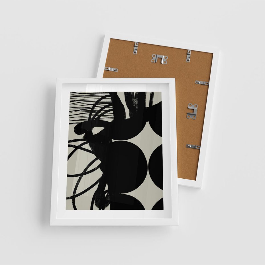 Plakat w ramie 40x50 - Modernistyczne Refleksje - abstrakcja, mroczny klimat - rama biała