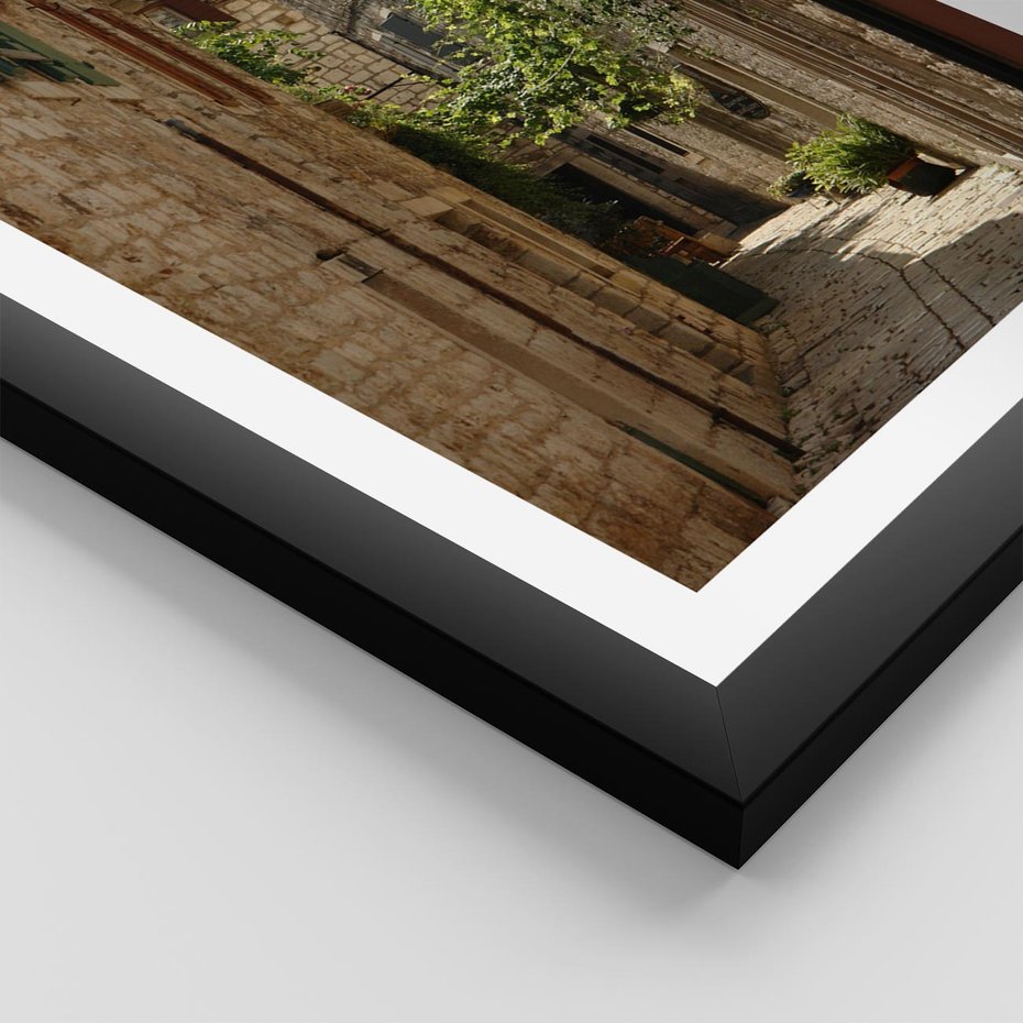 Plakat w ramie 40x50 - Urokliwa włoska uliczka - włoska, uliczka - rama czarna