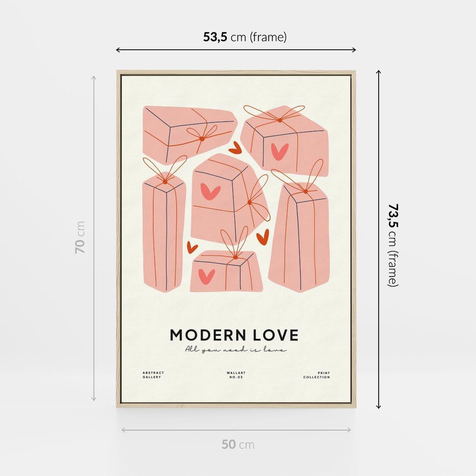 Obraz w ramie 50x70 - Nowoczesna Miłość - nowoczesna grafika, pastelowe kolory - rama drewno